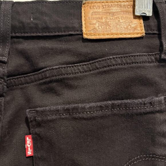 Levi’s Premium 724 High Rise Straight Jeans 28 Black Distressed Knee Hemmed 26” - Picture 8 of 16